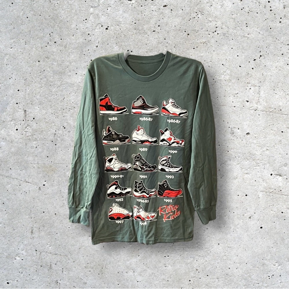 NWOT Men’s Retro Kicks Long Sleeve Tee Shirt